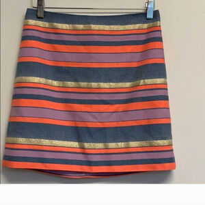 J.Crew Factory Striped Lined Skirt Size 2 Mini Pink/Blue/Gold Summer & Preppy!
